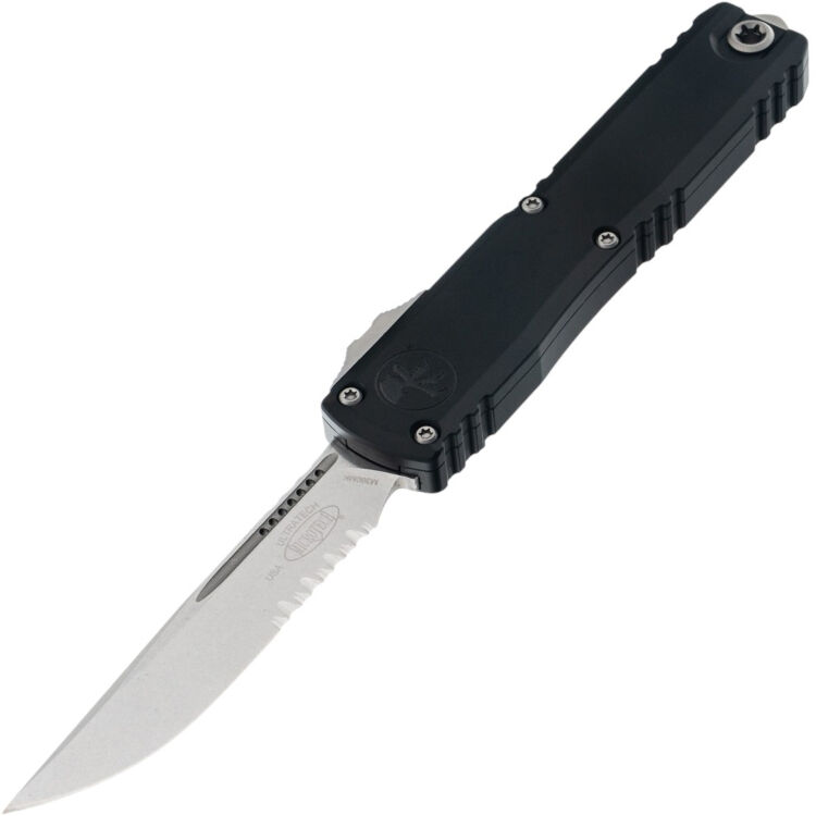 Нож Microtech Ultratech ZBP S/E PS stonewash сталь M390MK рукоять Black Aluminum