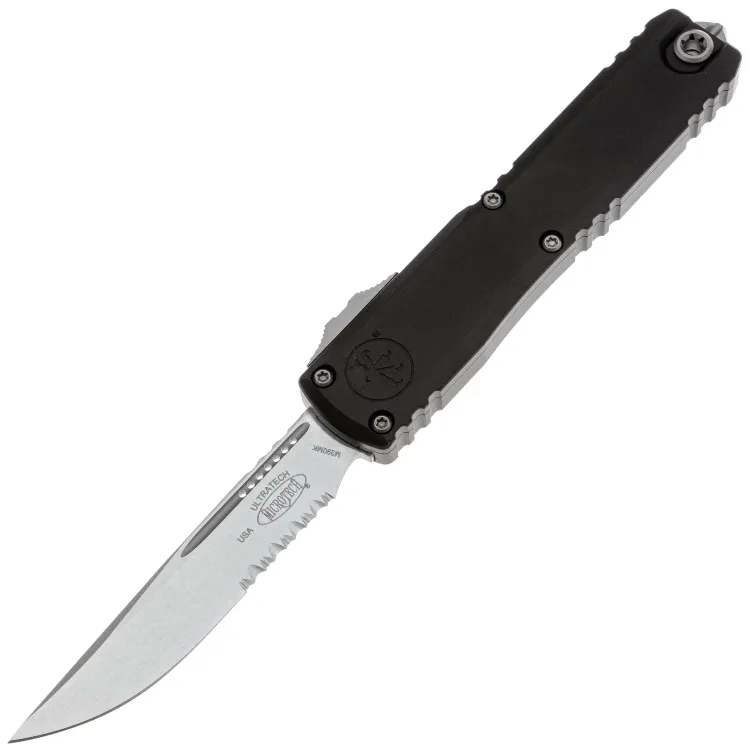 Нож Microtech Ultratech ZBP S/E PS stonewash сталь M390MK рукоять Black Aluminum (1121-11)