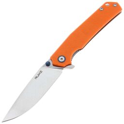 Нож Ruike P801-J stonewash сталь 14C28N рукоять сталь/Orange G10