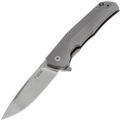 Нож Lion Steel T.R.E. сталь M390 рукоять Gray Titanium/Blue clip (TRE BL)