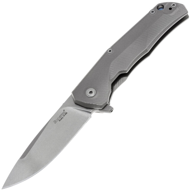 Нож Lion Steel T.R.E. сталь M390 рукоять Gray Titanium/Blue clip (TRE BL)