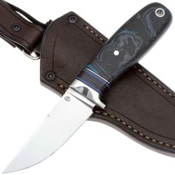 Нож Упертый сталь M398 рукоять микарта черно-синяя (Дедюхин Г.)