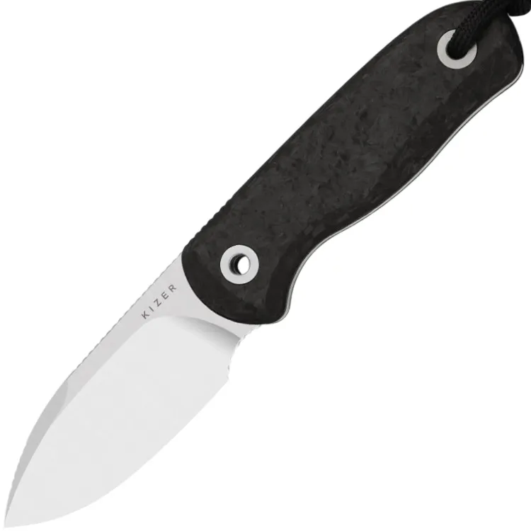 Нож Kizer Drop Bear fixed Drop Point satin сталь M390 рукоять Carbon Fiber