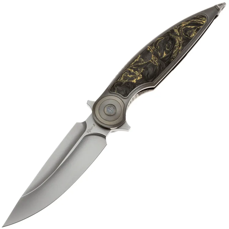 Нож Rike Knife Viper 2-A сталь M398 рукоять Dark Gray Ti/Gold CF