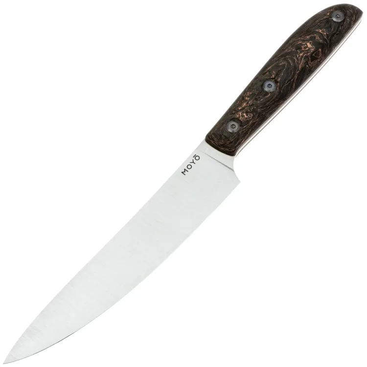 Нож кухонный MOYO Геликон Универсальный 155 сталь M390 рукоять Copper Foil Carbon Fiber