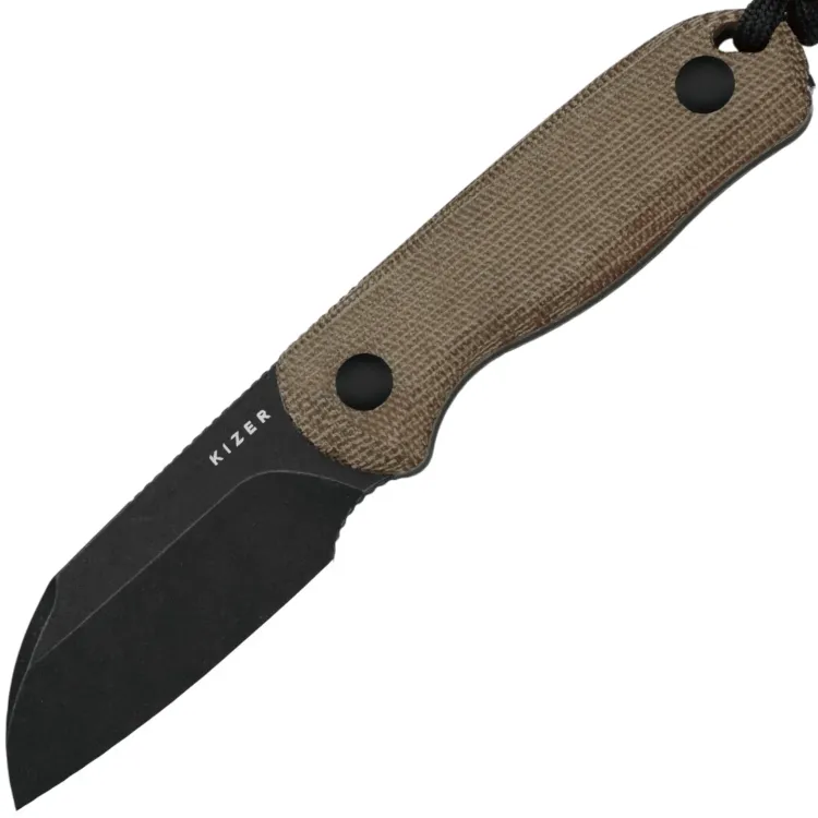 Нож Kizer Drop Bear fixed Sheepsfoot blackwash сталь AEB-L рукоять Norplex UltreX Micarta