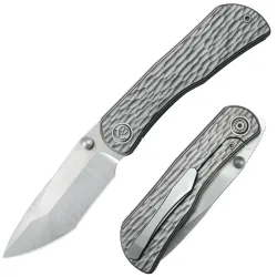 Нож KB Knives Folklore satin сталь M390 рукоять Jigged Grey Titanium