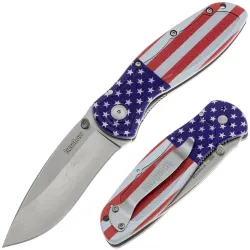 Нож Kershaw Blur stonewash сталь 14C28N рукоять USA Flag Aluminium/Trac-Tec (1670USA)