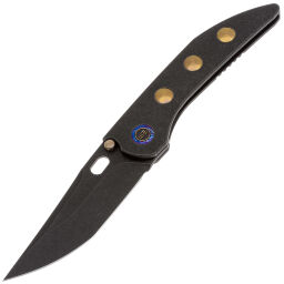 Нож WE Knife Attor blackwash сталь CPM-20CV рукоять Black/Gold inlays Titanium (WE23037-1)