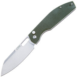 Нож CJRB Ekko Button Lock stonewash сталь AR-RPM9 рукоять Green Micarta (J1929B-MGN)
