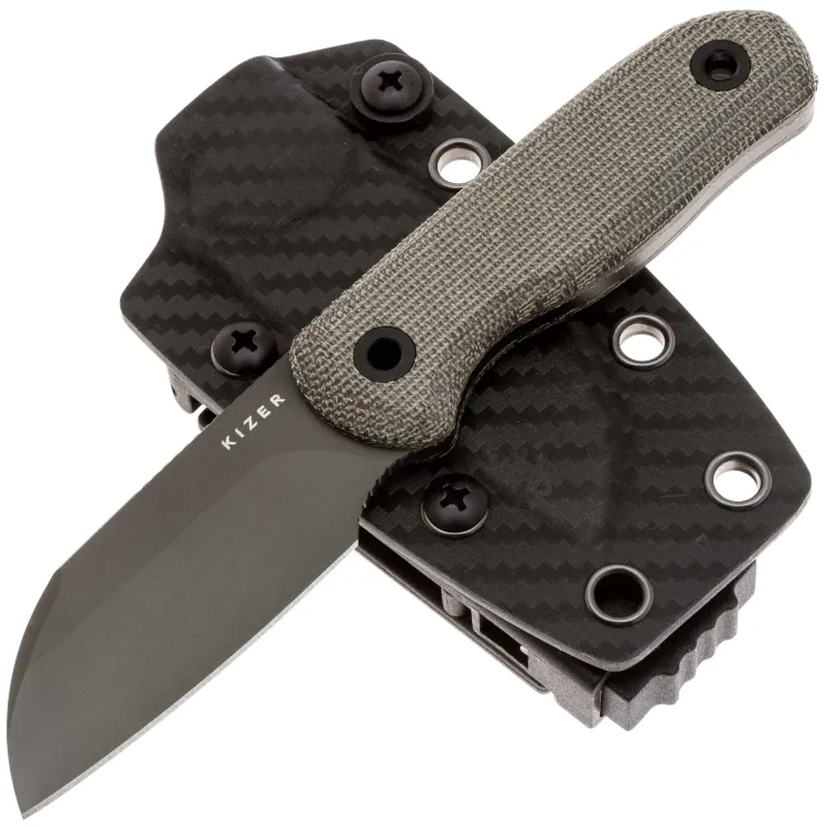 Нож Kizer Drop Bear fixed Sheepsfoot DLC сталь S45VN рукоять Norplex UltreX Micarta