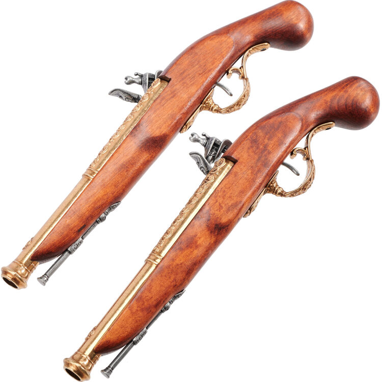 Макеты кремниевых пистолетов 2шт Англия  XVIII век латунь DE-2-1196L (Denix)