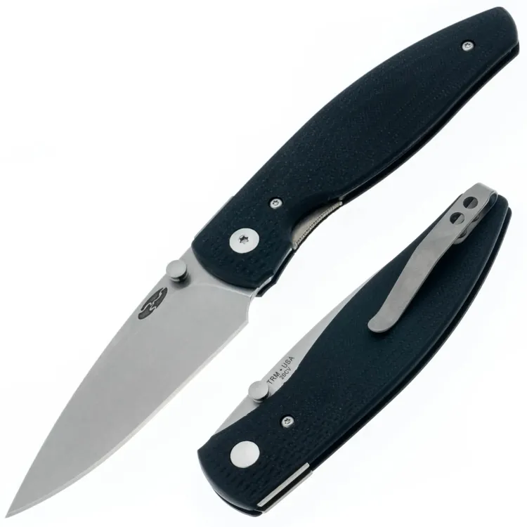 Нож TRM Atom tumbled сталь CPM-20CV рукоять Lizard Skin Contoured Black G10