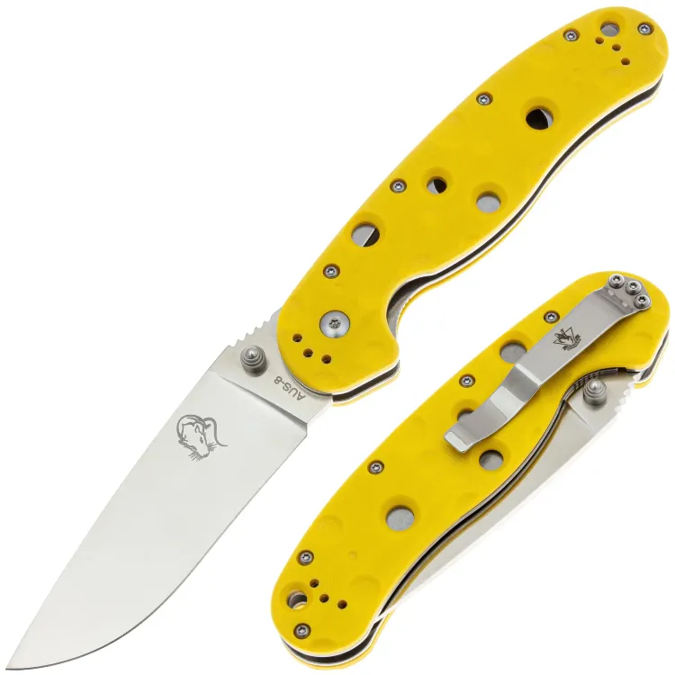 Нож Steelclaw Крыса Сыр сталь AUS-8 рукоять Yellow G10