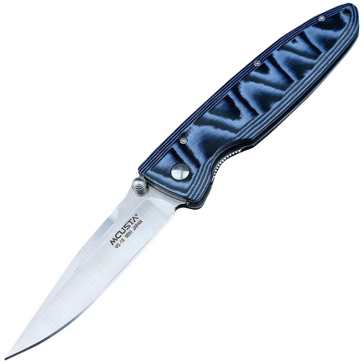 Нож Mcusta Classic Wave сталь VG-10 рукоять Black/Blue Canvas Micarta (MC-0010V)