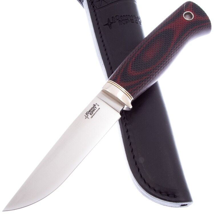 Нож Южный Крест Норт Эксперт сталь D2 рукоять мельхиор микарта красно-черная (349.5354)
