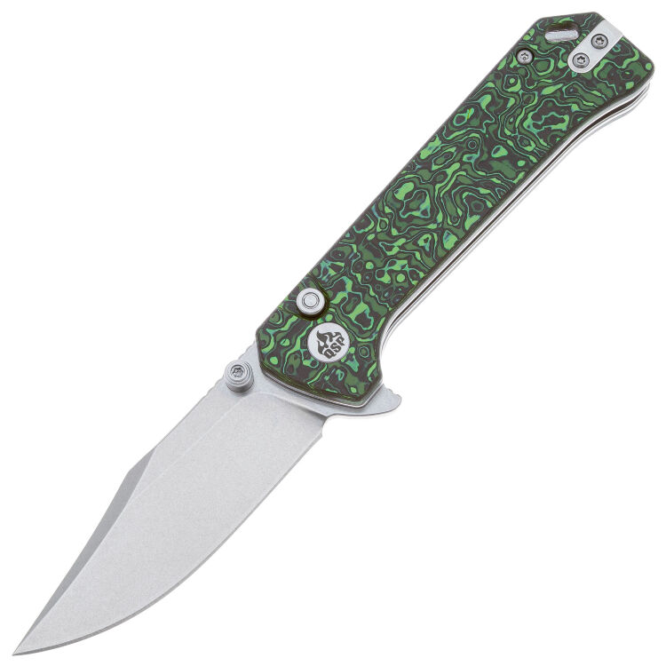 Нож QSP Grebe stonewash сталь S35VN рукоять Green colorful CF (QS147-G1)
