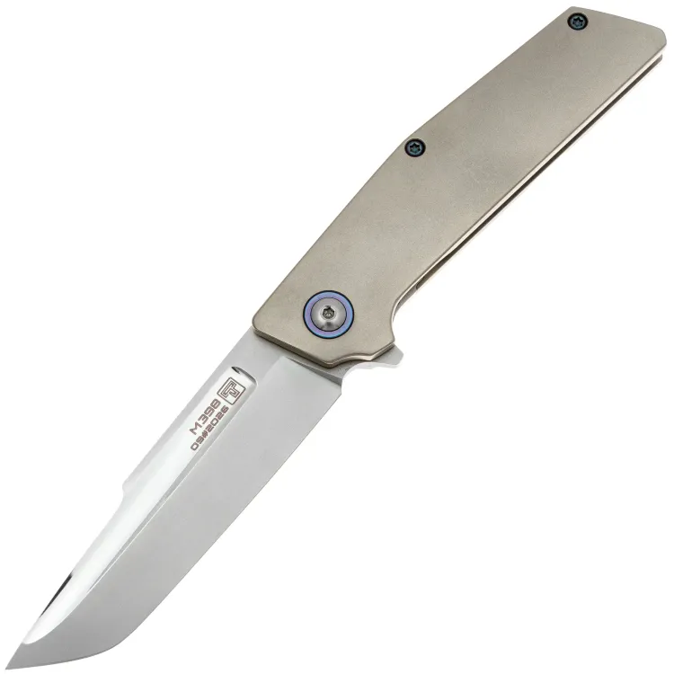 Нож Tolkachev Knives ФС Механик сталь M398 рукоять Grey/Blue Titanium