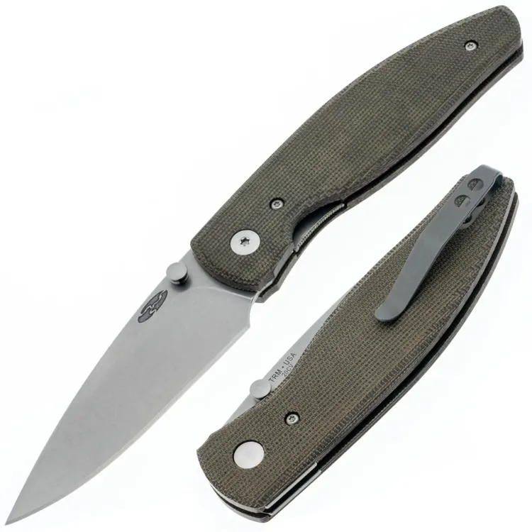 Нож TRM Atom tumbled сталь CPM-20CV рукоять OD Green Micarta