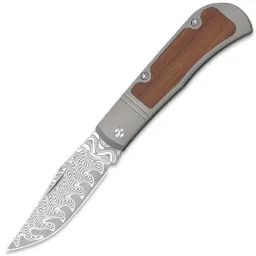 Нож Kizer Trestle сталь Damascus рукоять Gray Ti/Mkuruti Wood