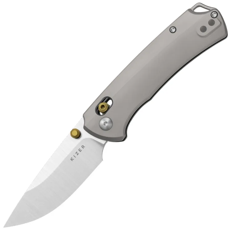 Нож Kizer T1 CD satin сталь M390 рукоять Grey Titanium