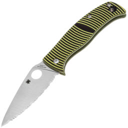 Нож Spyderco Caribbean Serrated сталь LC200N рукоять Black/Yellow G10 (C217GS)