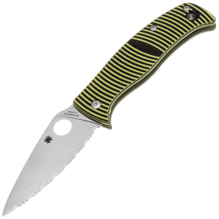 Нож Spyderco Caribbean Serrated сталь LC200N рукоять Black/Yellow G10 (C217GS)