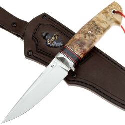 Нож Техно Этно сталь M398 рукоять дамаск Decorum/кап клёна (Дедюхин Г.)