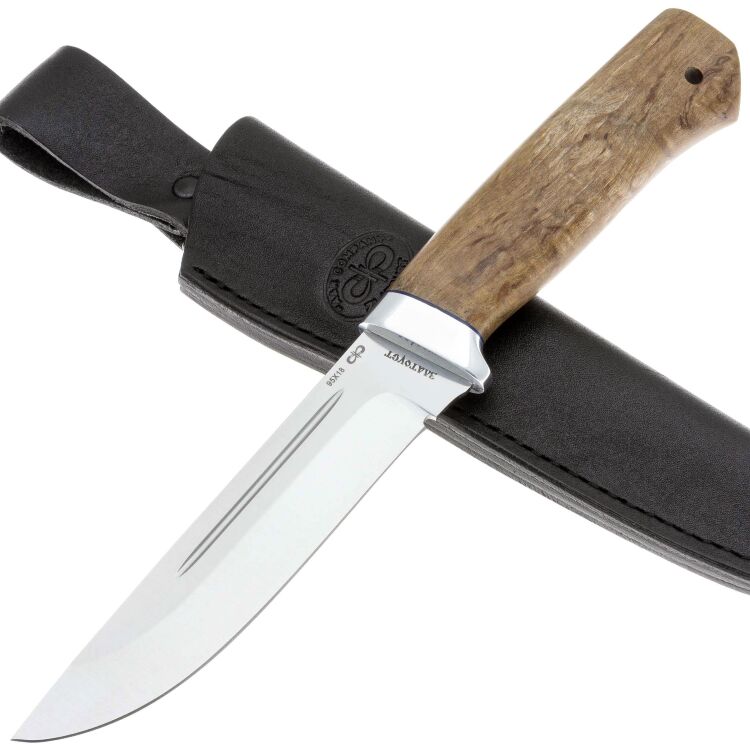 Нож Бекас сталь 95Х18 рукоять карельская береза Brown (АИР Златоуст)