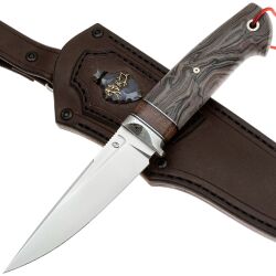 Нож Техно Этно сталь M398 рукоять дамаск Decorum/микарта серо-черная (Дедюхин Г.)