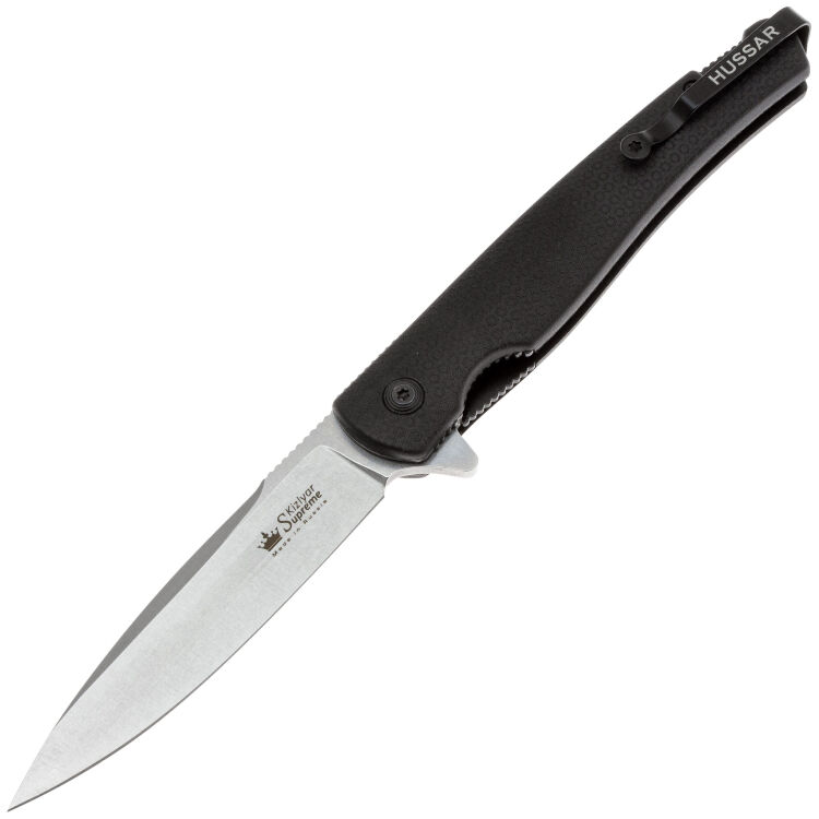 Нож Kizlyar Supreme Hussar сталь VG-10 Stonewash рукоять Black FRN