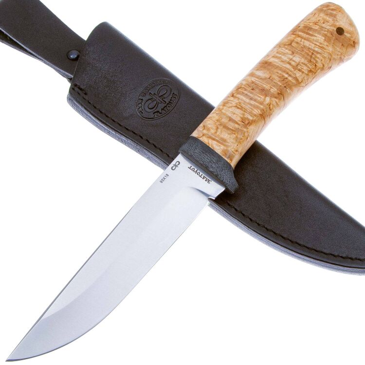 Нож Лиса сталь 95Х18 рукоять карельская береза (АИР Златоуст)