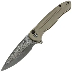 Нож CIVIVI Button Lock Kitefin сталь Damascus рукоять Brownish Gray Aluminum (C24091-DS1)