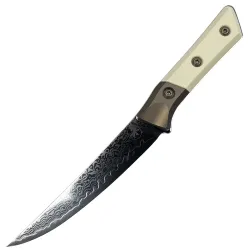 Нож кухонный Microtech 6.125" Boning Knife сталь San Mai Damascus M390 рукоять Bronze Ti/Ivory G10