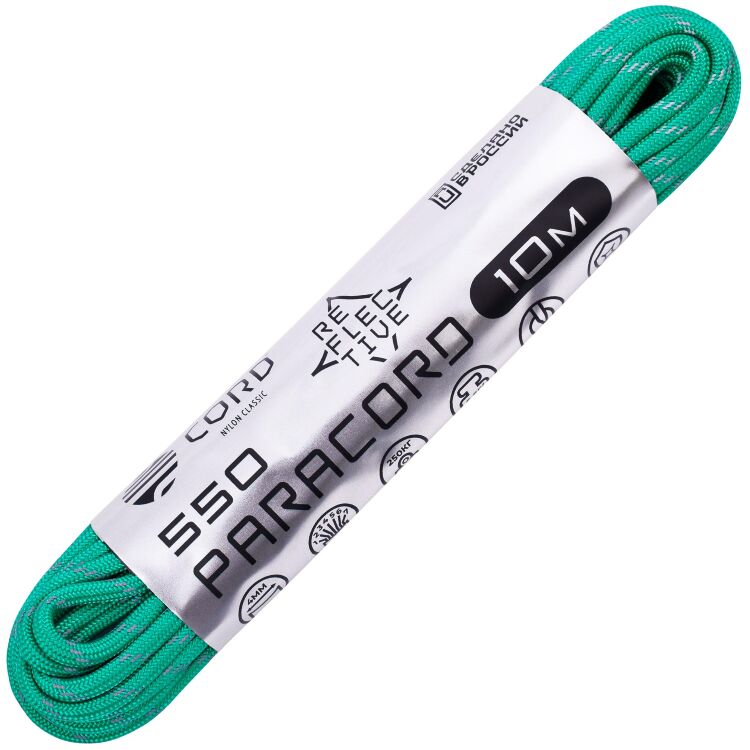 Паракорд CORD 550 световозвращающий Emerald 10м