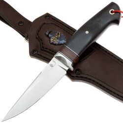 Нож Техно Этно сталь M398 рукоять дамаск Decorum/микарта черная (Дедюхин Г.)