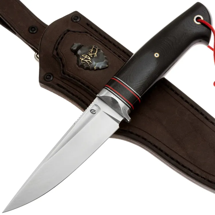 Нож Техно Этно сталь M398 рукоять дамаск Decorum/микарта черная (Дедюхин Г.)