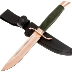 Нож Витязь Разведчик TiNi сталь 9Cr18MoV рукоять резина зеленая (B5400-3)