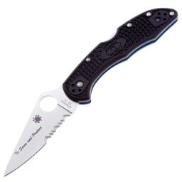 Нож Spyderco Delica 4 PS Thin Blue Line сталь VG-10 рукоять Black FRN (C11FPSBKBL)