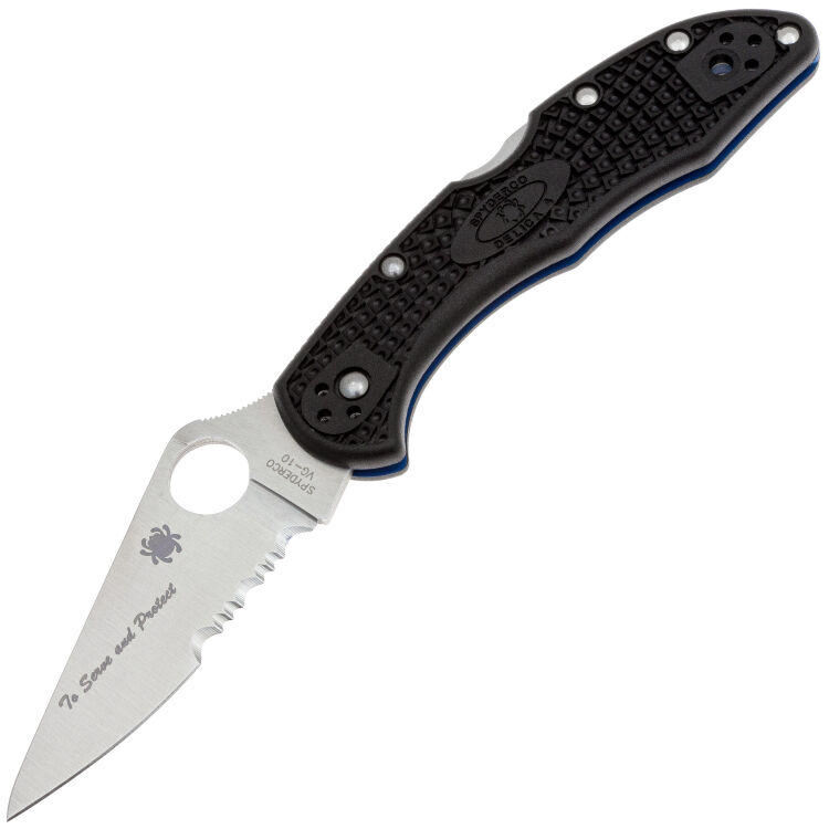 Нож Spyderco Delica 4 PS Thin Blue Line сталь VG-10 рукоять Black FRN (C11FPSBKBL)