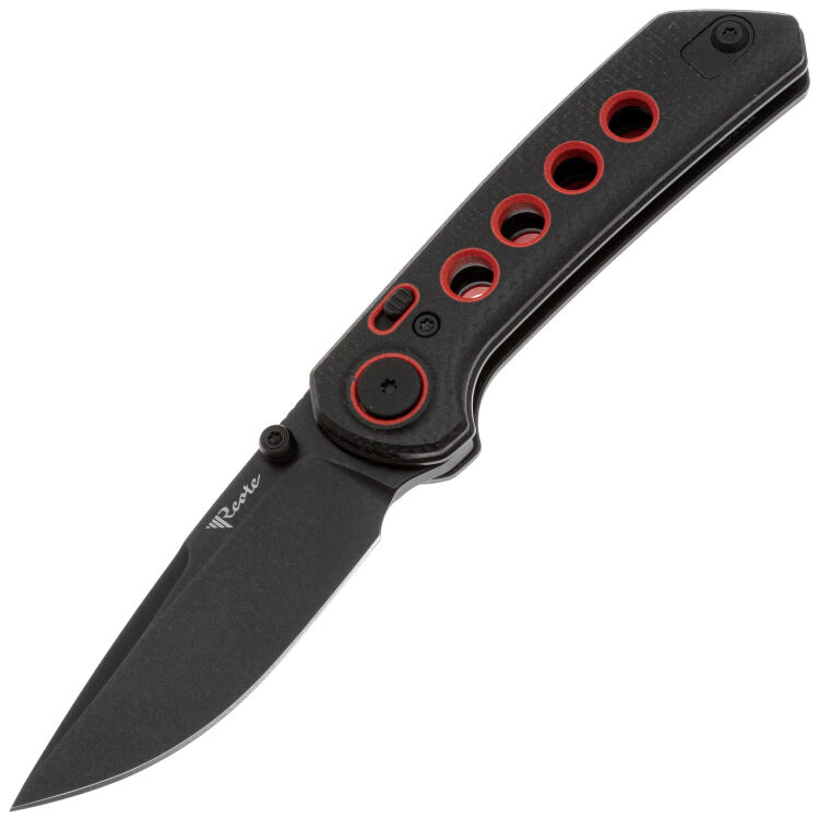 Нож Reate PL-XT Drop Point black PVD сталь Nitro-V рукоять Black Micarta/Red G10