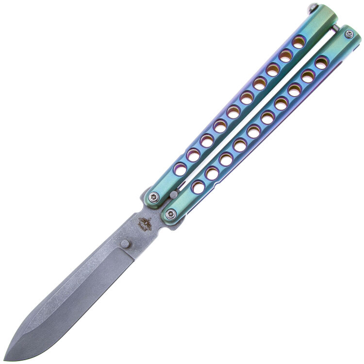 Нож-бабочка AtroposKnife Kirat RE сталь N690 рукоять Gradient Titanium
