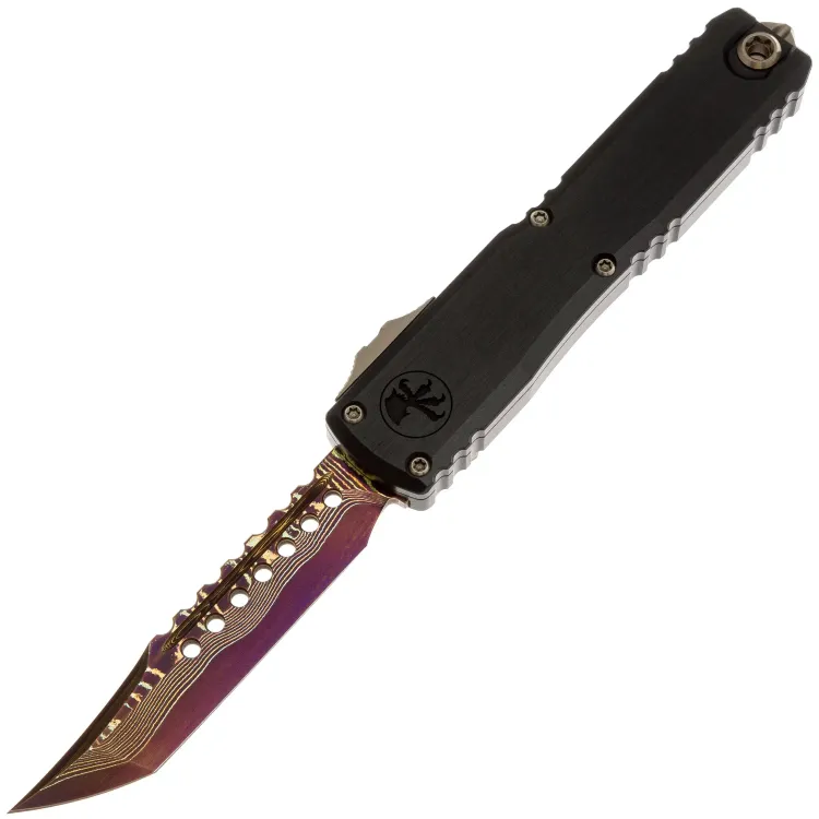 Нож Microtech Ultratech ZBP Hellhound сталь Baker Forge Damascus рукоять Hefted Black Aluminium