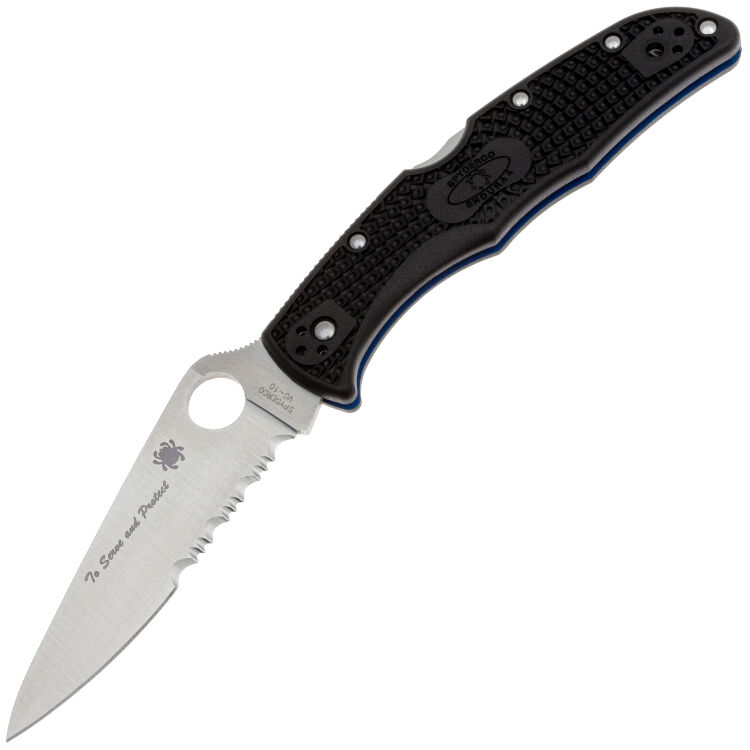 Нож Spyderco Endura 4 PS Thin Blue Line сталь VG-10 рукоять Black FRN (C10FPSBKBL)