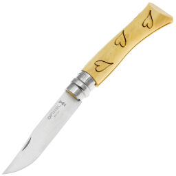 Нож Opinel №7 Nature Hearts сталь 12C27 рукоять самшит (001548)