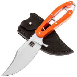Нож 1-й Цех Сиськи сатин сталь 440C рукоять Микарта Neon Orange