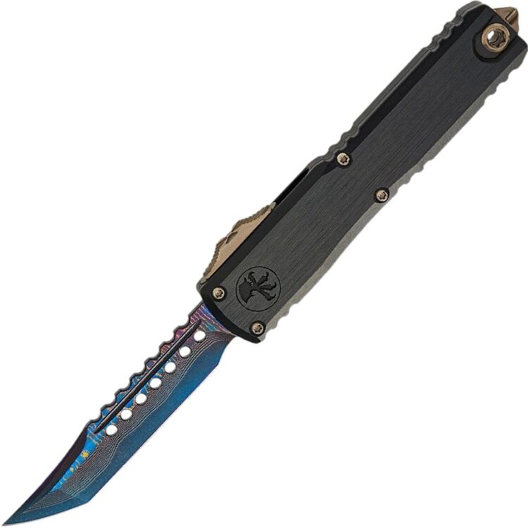 Нож Microtech Ultratech ZBP Hellhound сталь BakerForge Damascus рукоять Hefted Black Aluminium