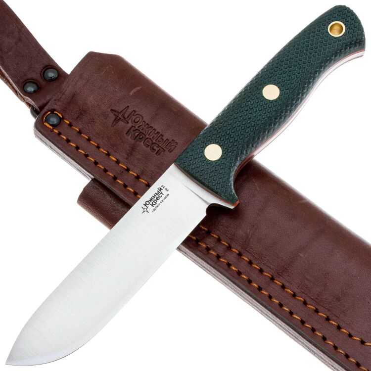 Нож Южный Крест Кедр конвекс сталь VG-10 рукоять микарта изумруд (225.1652)