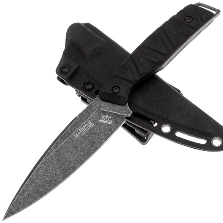 Нож НОКС Майор-Н blackwash сталь D2 рукоять Black G10 (629-500431)