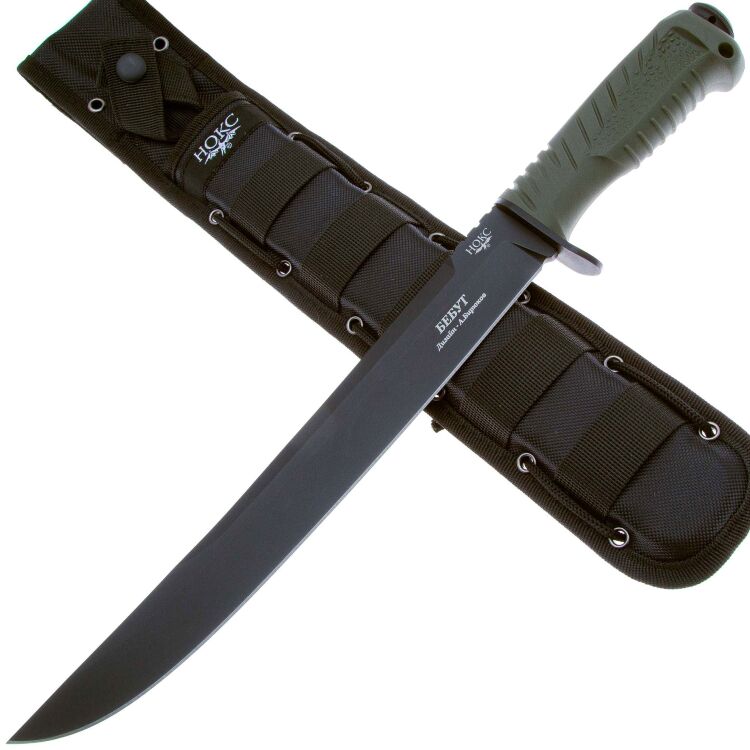Нож НОКС Бебут Black сталь AUS-8 рукоять резина зеленая (832-788821)